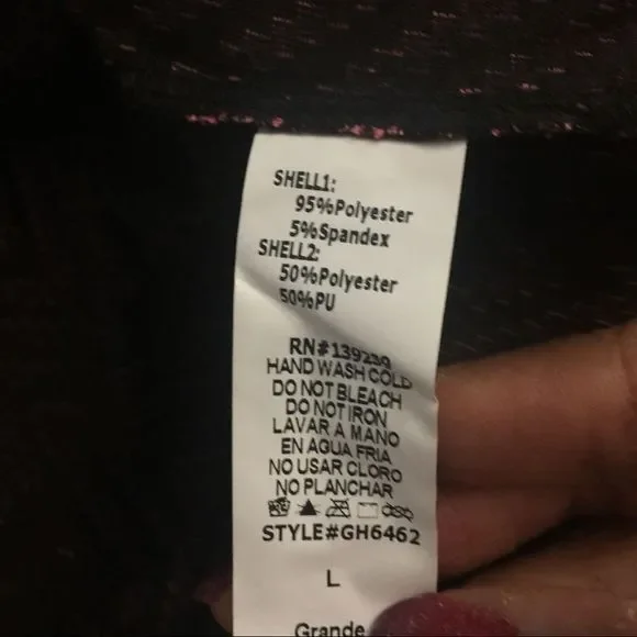 Fuschia Print Jacket w/ Faux leather sleeves - Picture 12 of 12